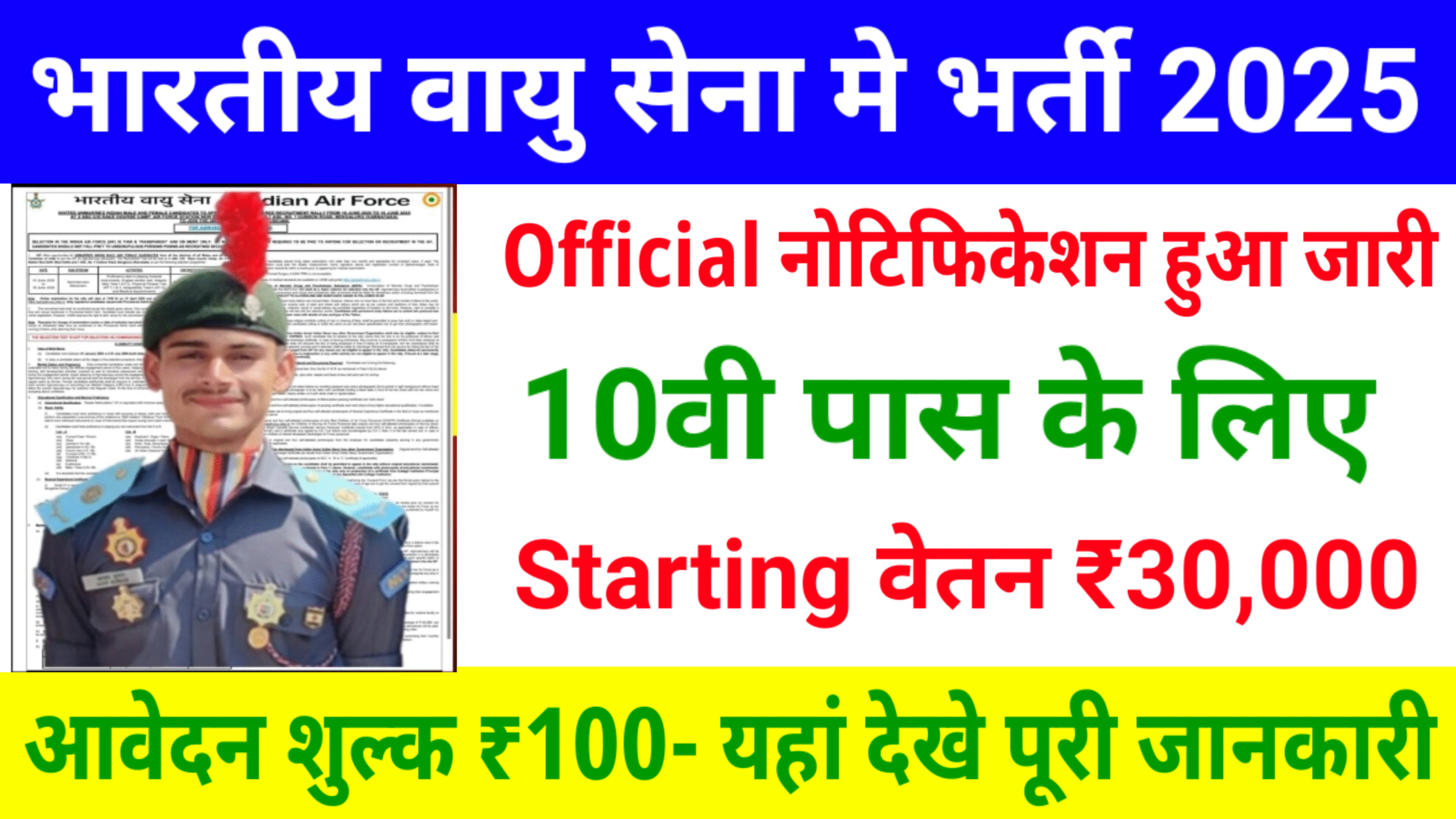 Indian Airforce New Recruitment 2025: भारतीय वायु सेना में 10वीं पास वाले के लिए भर्ती जारी यहां देखें जानकारी